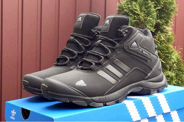 Мужские ботинки на меху Adidas Terrex ClimaProof High черные с серым
