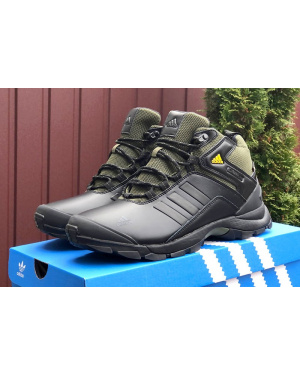 Мужские ботинки на меху Adidas Terrex ClimaProof High черные с зеленым