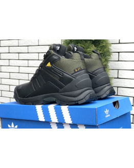 Мужские ботинки на меху Adidas Terrex ClimaProof High черные с зеленым