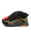 Мужские ботинки на меху Adidas Terrex Green зеленые с черным