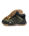 Мужские ботинки на меху Adidas Terrex темно-зеленые с черным