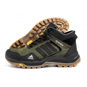 Чоловічі ботинки зимові Adidas Terrex темно-зелені з чорним