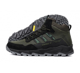 Мужские ботинки на меху Adidas Terrex темно-зеленые с черным