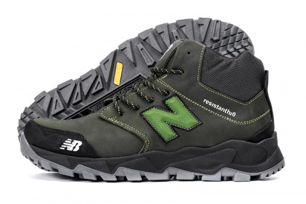 Мужские ботинки на меху New Balance темно-зеленые