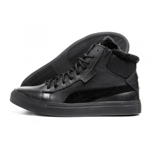 Чоловічі ботинки зимові Puma Black Leather чорні