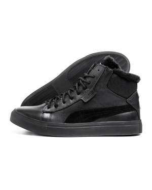 Мужские ботинки на меху Puma Black Leather черные
