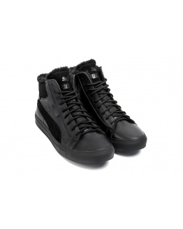 Мужские ботинки на меху Puma Black Leather черные