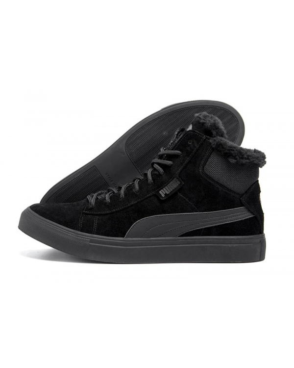 Мужские ботинки на меху Puma Black Suede черные