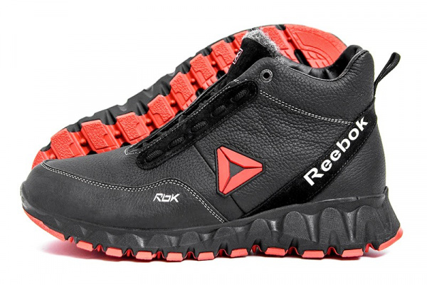 Мужские ботинки на меху Reebok Crossfit черные с красным