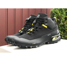 Купить Мужские ботинки на меху Salomon Cross Hike Mid GTX черные с желтым