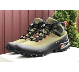 Купить Мужские ботинки на меху Salomon Cross Hike Mid GTX зеленые с черным