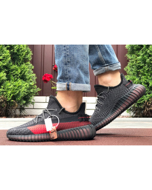 Мужские кроссовки Adidas Yeezy Boost 350 черные с красным