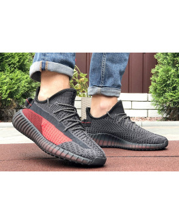 Мужские кроссовки Adidas Yeezy Boost 350 черные с красным