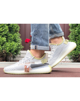 Мужские кроссовки Adidas Yeezy Boost 350 серые с лаймовым