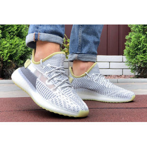 Купить Мужские кроссовки Adidas Yeezy Boost 350 серые с лаймовым в Украине