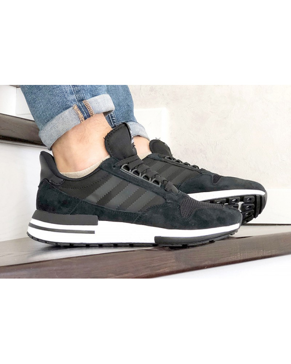 Мужские кроссовки Adidas Zx 500 Rm черные с белым