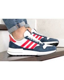 Мужские кроссовки Adidas Zx 500 Rm темно-синие с белым и красным