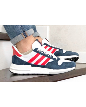 Чоловічі кросівки Adidas Zx 500 Rm темно-сині з білим и красным