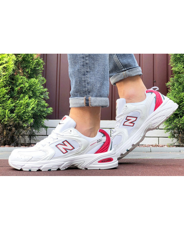 Мужские кроссовки New Balance 530 белые с красным