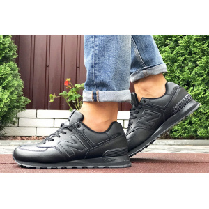 Чоловічі кросівки New Balance 574 чорні с (black leather)