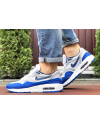 Купить Мужские кроссовки Nike Air Max 1 Breathe белые с синим