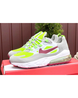 Мужские кроссовки Nike Air Max 270 React серые с неоново-салатовым