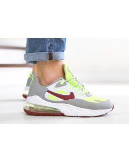 Мужские кроссовки Nike Air Max 270 React серые с неоново-салатовым
