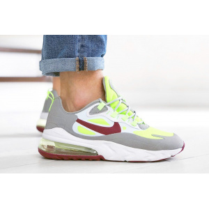 Мужские кроссовки Nike Air Max 270 React серые с неоново-салатовым