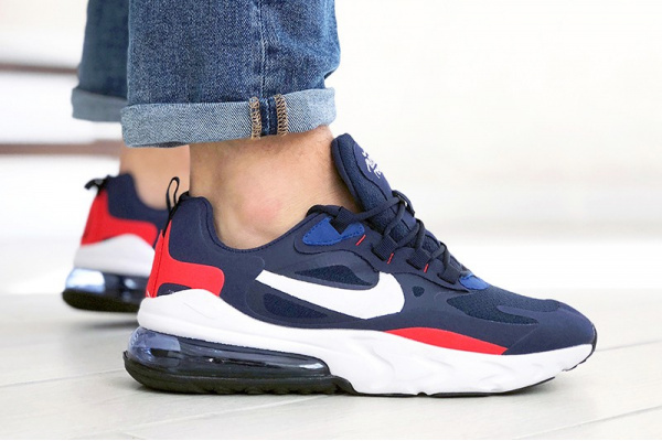 Мужские кроссовки Nike Air Max 270 React синие с белым