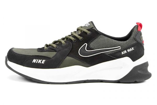 Мужские кроссовки Nike Air Max зеленые с черным (olive/black)