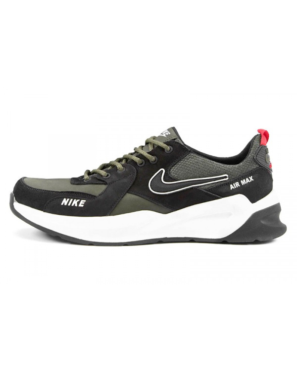 Мужские кроссовки Nike Air Max зеленые с черным (olive/black)
