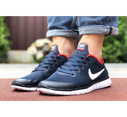 Купить Мужские кроссовки Nike Free 3.0 V2 темно-синие с белым и красным