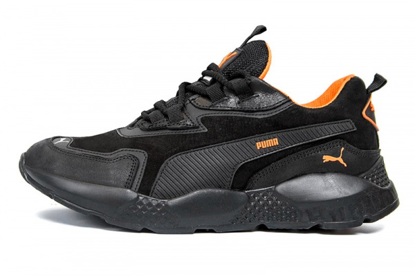 Мужские кроссовки Puma черные с оранжевым