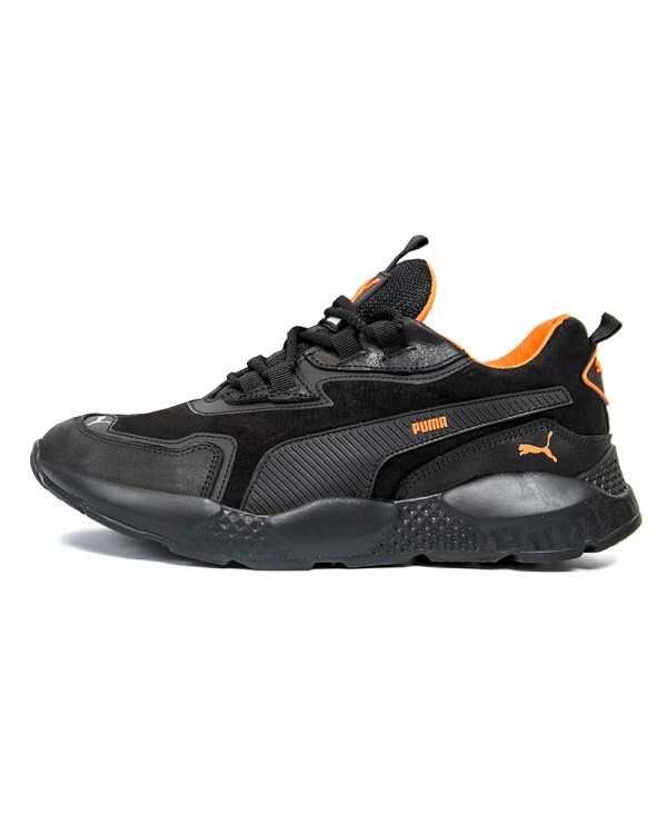 Мужские кроссовки Puma черные с оранжевым