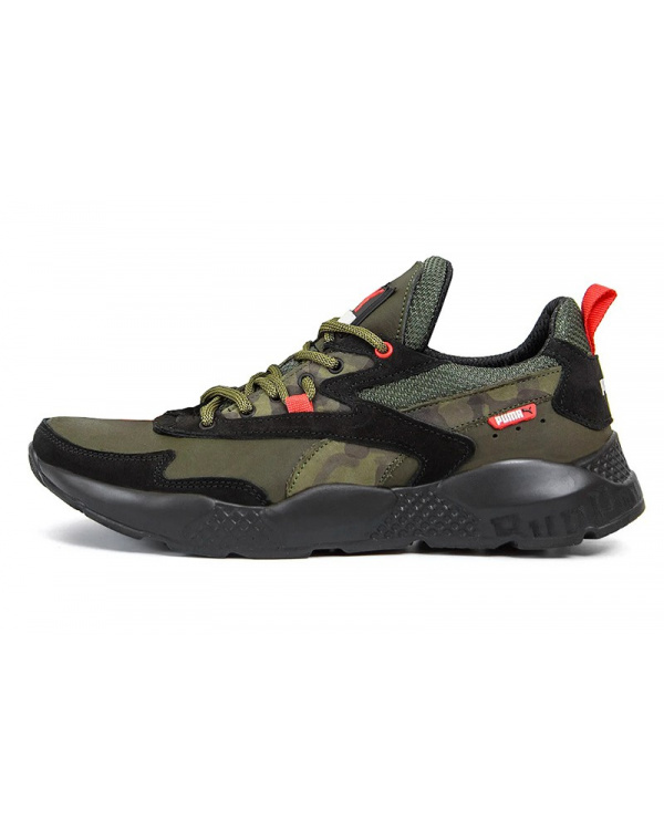 Мужские кроссовки Puma зеленые с черным