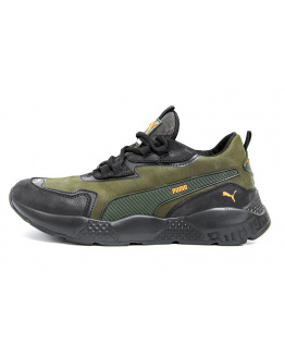 Мужские кроссовки Puma зеленые с черным