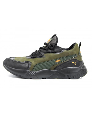 Мужские кроссовки Puma зеленые с черным