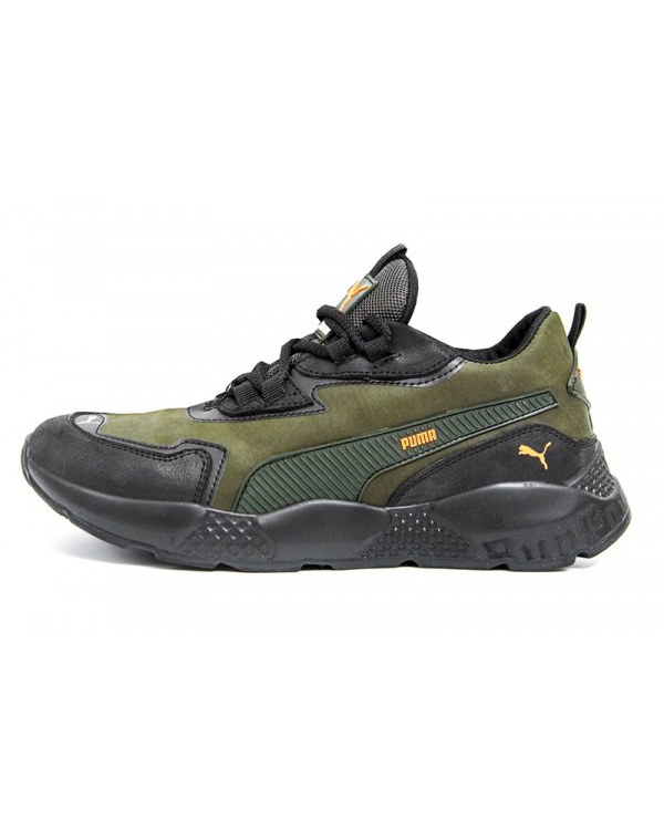Мужские кроссовки Puma зеленые с черным