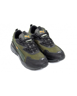 Мужские кроссовки Puma зеленые с черным