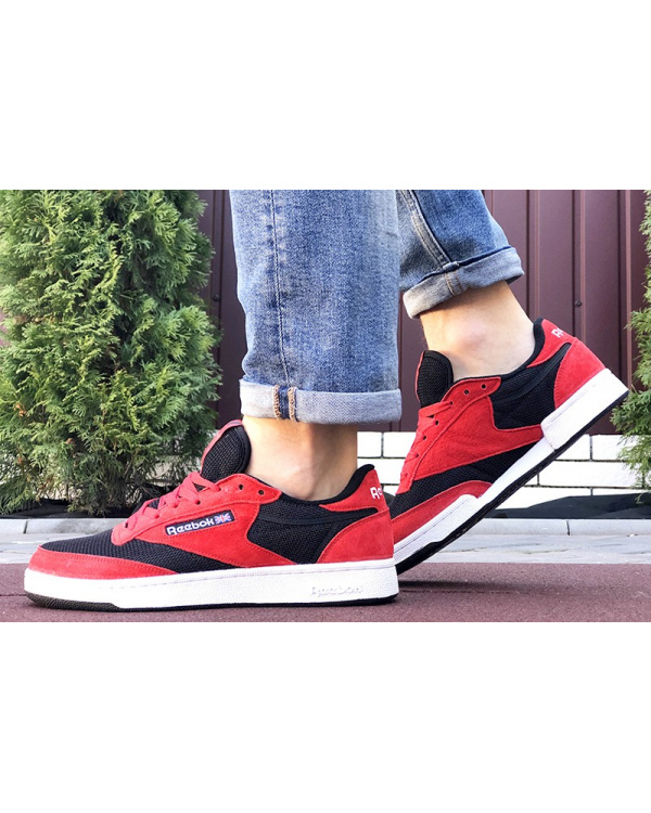 Мужские кроссовки Reebok Club C 85 красные с черным