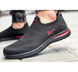Мужские кроссовки Reebok Slip-on черные с красным