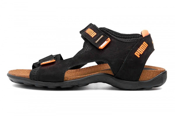 Мужские сандалии Puma черные с оранжевым
