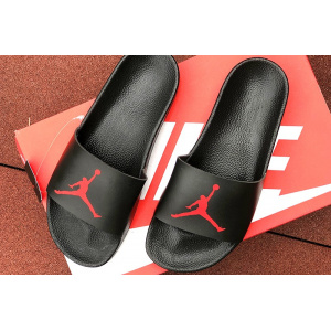 Купить Мужские шлепанцы Nike Air Jordan черные с красным