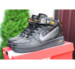 Купить Мужские высокие кроссовки Nike Air Force 1 '07 Mid Lv8 Utility черные с оранжевым