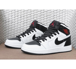 Купить Мужские высокие кроссовки Nike Air Jordan 1 Retro High OG белые с черным и красным