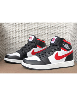 Мужские высокие кроссовки Nike Air Jordan 1 Retro High OG белые с черным и красным
