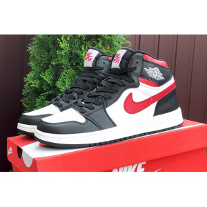 Купить Мужские высокие кроссовки Nike Air Jordan 1 Retro High OG белые с черным и красным в Украине