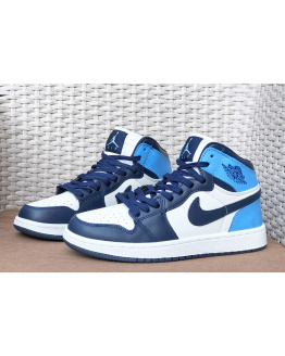 Мужские высокие кроссовки Nike Air Jordan 1 Retro High OG белые с синим