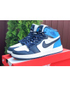 Купить Мужские высокие кроссовки Nike Air Jordan 1 Retro High OG белые с синим