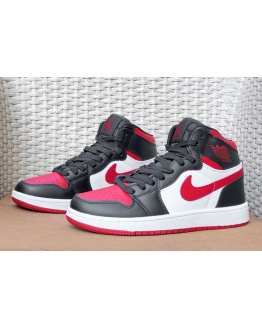 Мужские высокие кроссовки Nike Air Jordan 1 Retro High OG черные с белым и красным